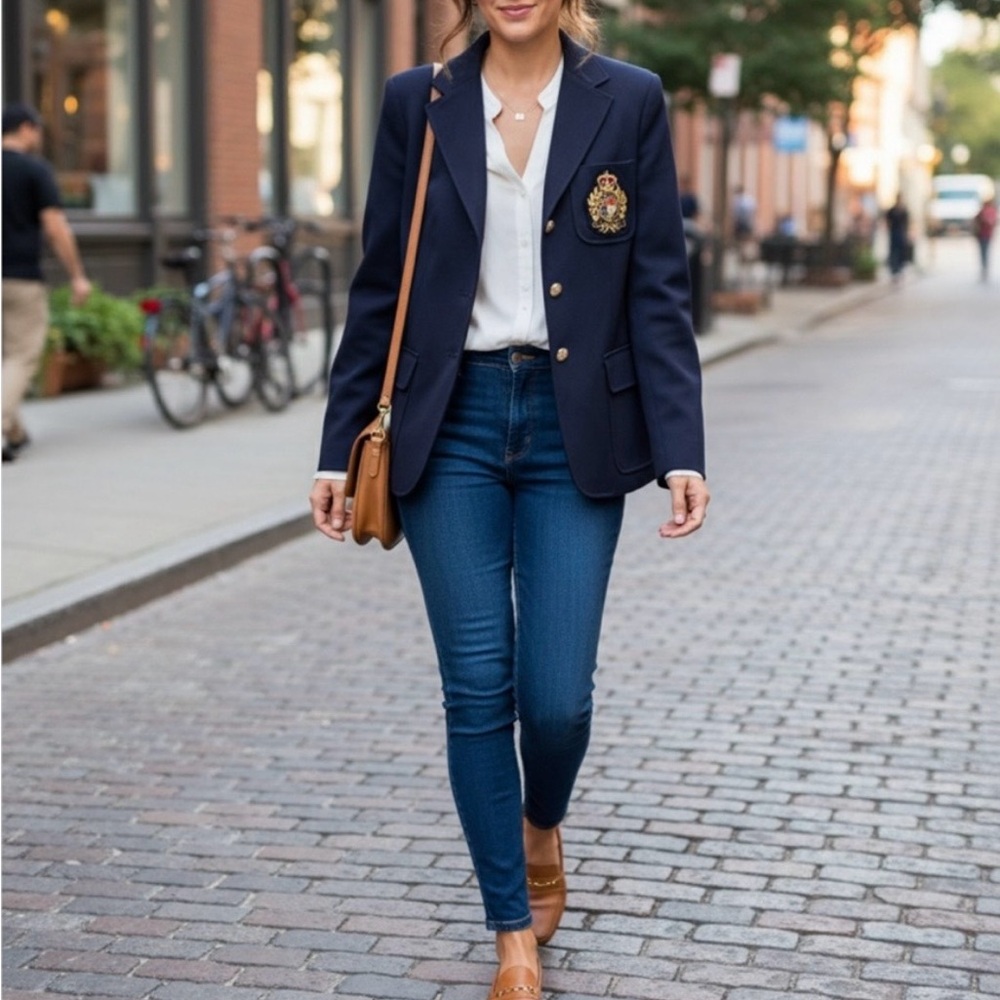 Ralph Lauren Navy Blazer with Embroidered Crest - Picture 9 of 13